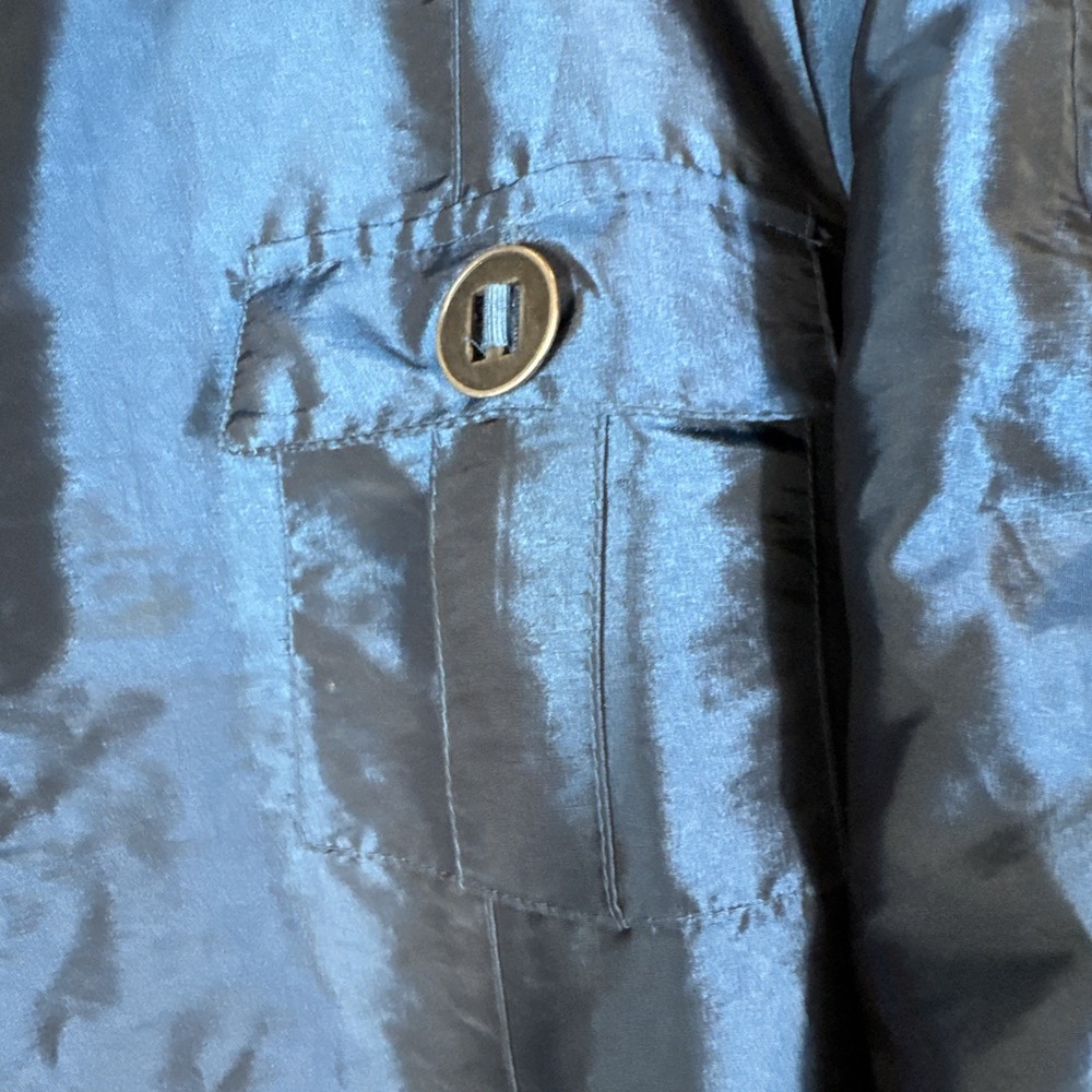 Chico's Woman's M Casual Sheen Kori Jacket Tempo Teal Silver Full Zip Size 3 - Picture 6 of 8